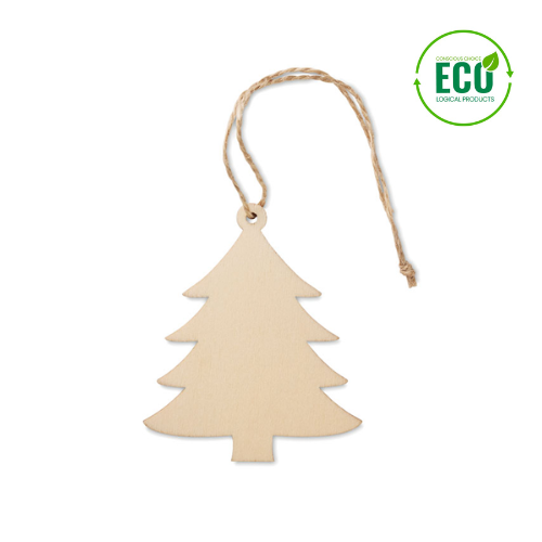 Christmas gadget Wooden Tree hanger Wooden tree shaped decoration hanger with jute cord. MDF is made from natural materials. Magnus Business Gifts is your partner for merchandising, gadgets or unique business gifts since 1967. Certified with Ecovadis gold!