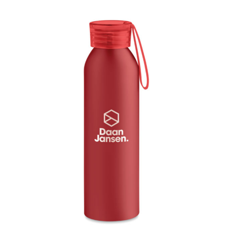 Water bottle with logo NAPIER Single wall aluminium water bottle with logo with PS lid and silicone hanger. Capacity: 600 ml. Leak free. A simple and lightweight bottle is ideal for daily use and thus great to increase your brand exposure. It is important to stay hydrated during the day, so fill this flask with water and keep it with you to stay healthy. Available color: Red, Green, Royal Blue, White, Matt Silver, Black, White/Blue, White/Black, White/Red Dimensions: Ø6X23CM Height: 23 cm Diameter: 6 cm Volume: 1.2 cdm3 Gross Weight: 0.116 kg Net Weight: 0.1 kg Magnus Business Gifts is your partner for merchandising, gadgets or unique business gifts since 1967. Certified with Ecovadis gold!