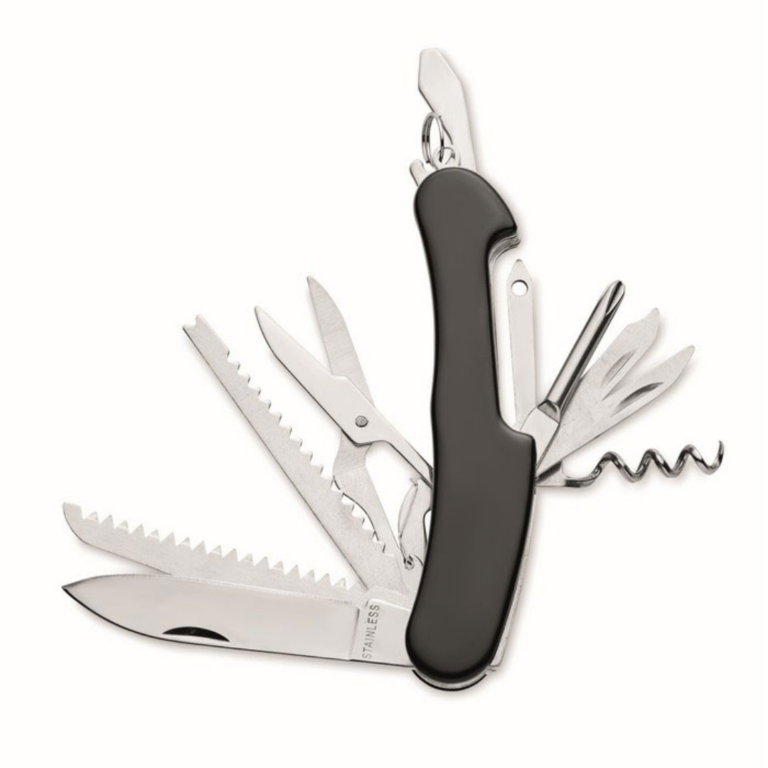 Gadget with logo Multitool MC PRACTIC Foldable multitool with logo in stainless steel with stainless steel pliers. 11 tool functions. Available color: Black Dimensions: 10.5X2X1CM Width: 2 cm Length: 10.5 cm Height: 1 cm Volume: 0.096 cdm3 Gross Weight: 0.108 kg Net Weight: 0.104 kg Magnus Business Gifts is your partner for merchandising, gadgets or unique business gifts since 1967. Certified with Ecovadis gold!