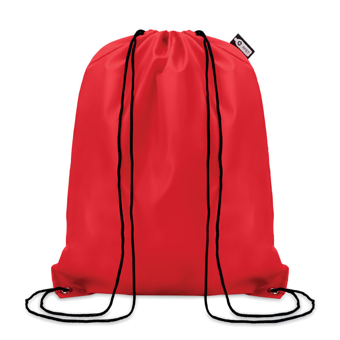 Drawstring bag with logo SHOOPPET. Drawstring bag with logo in 190T RPET with PP strings. Eco-friendly material made from recycled plastic bottles. Available colors: Red, Black, Blue, White, Orange, Royal Blue, Lime Dimensions: 36X40 CM Width: 40 cm Length: 36 cm Volume: 0.16 cdm3 Gross Weight: 0.028 kg Net Weight: 0.025 kg Depending on the surface we can use embroidery, engraving, 360° imprint or screen print.