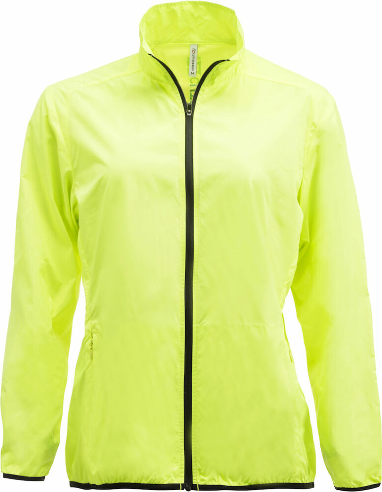 Rain Jacket with logo Ladies La Push Rain Jacket with logo developed with added coating. Fully taped seams to protect the wearer in wet conditions. Comes in colors: Neon Yellow, Dark Navy, Black. Equipped with YKK zippers. Logo at center back. Silver logo at the black jacket.,white logo at the dark navy jacket, black logo at the neon yellow jacket. Depending on the surface we can use embroidery, engraving, 360° imprint or screen print.