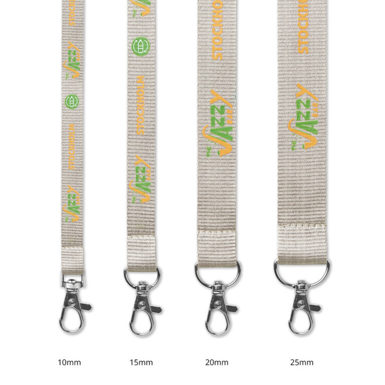 Lanyard with logo 2 Create your lanyard with logo made from polyester ca. 90cm. With 2 metal karabiniers or choose from one of the other clip options. The polyester ribbon is printed with your pan tone colour matched logo designs on one or two sides. We use different printing techniques to add your logo. Depending on the surface we can use embroidery, engraving, 360° imprint or screenprint.